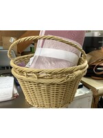14" Round Plastic Willow Decorative Easter Basket Natural - Spritz