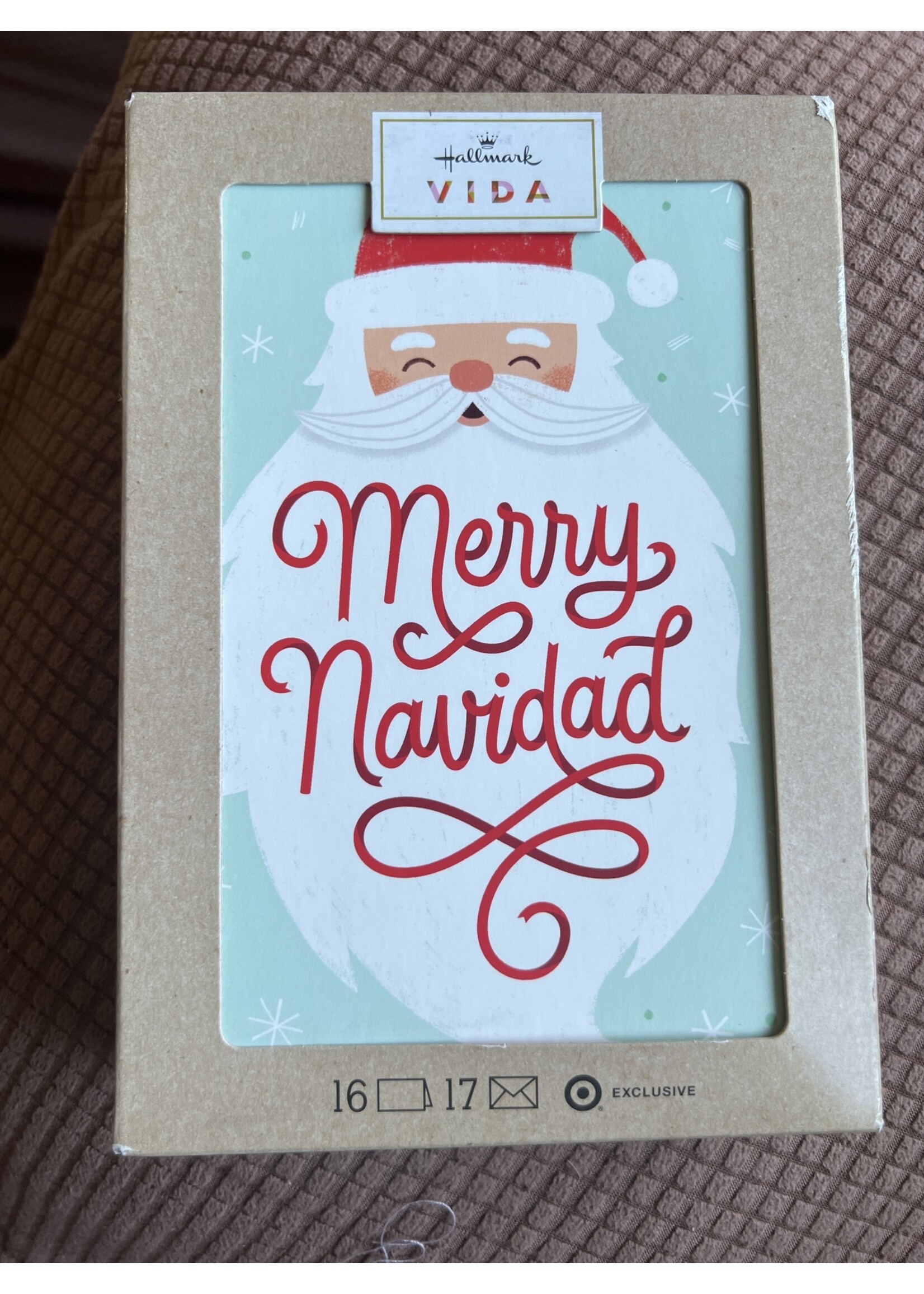 16ct Hallmark Vida Merry Navidad- Lettering on Santa's Beard Holiday Greeting Cards