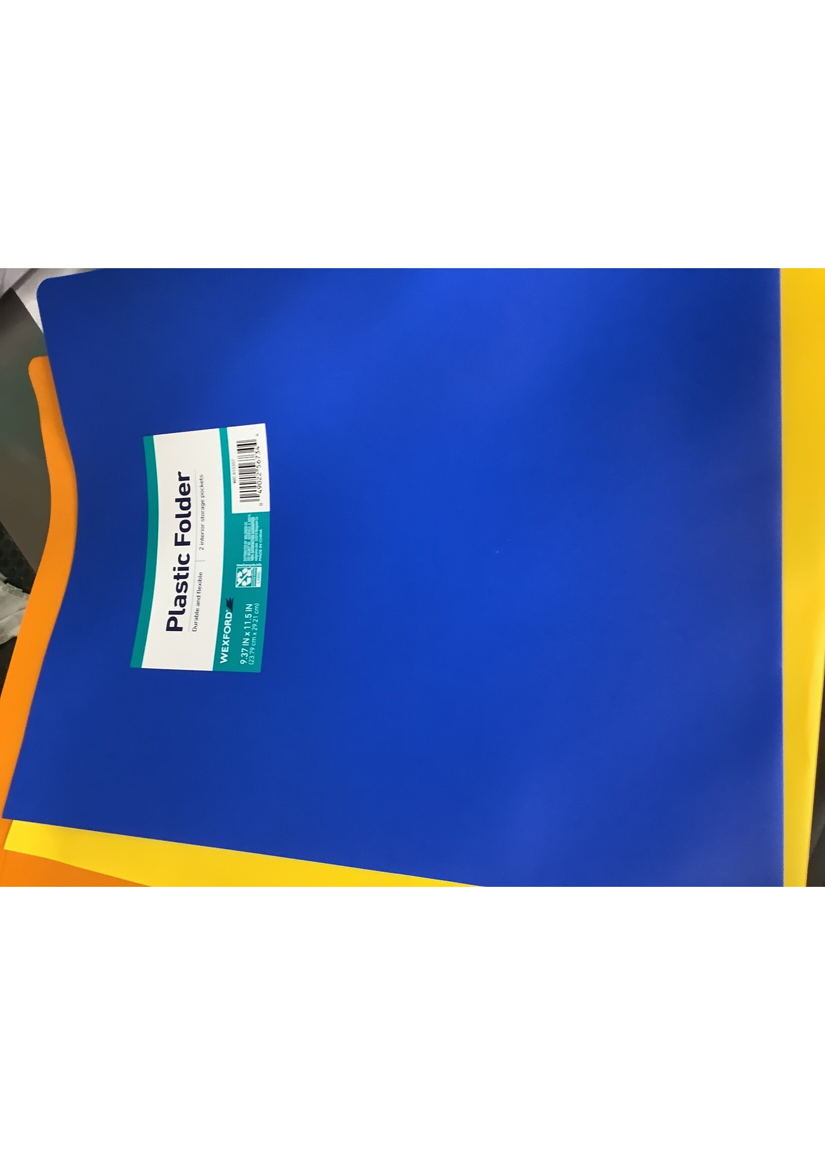 * Blue Wexford 9.37"x11.5" Plastic 2 Pocket Folder*