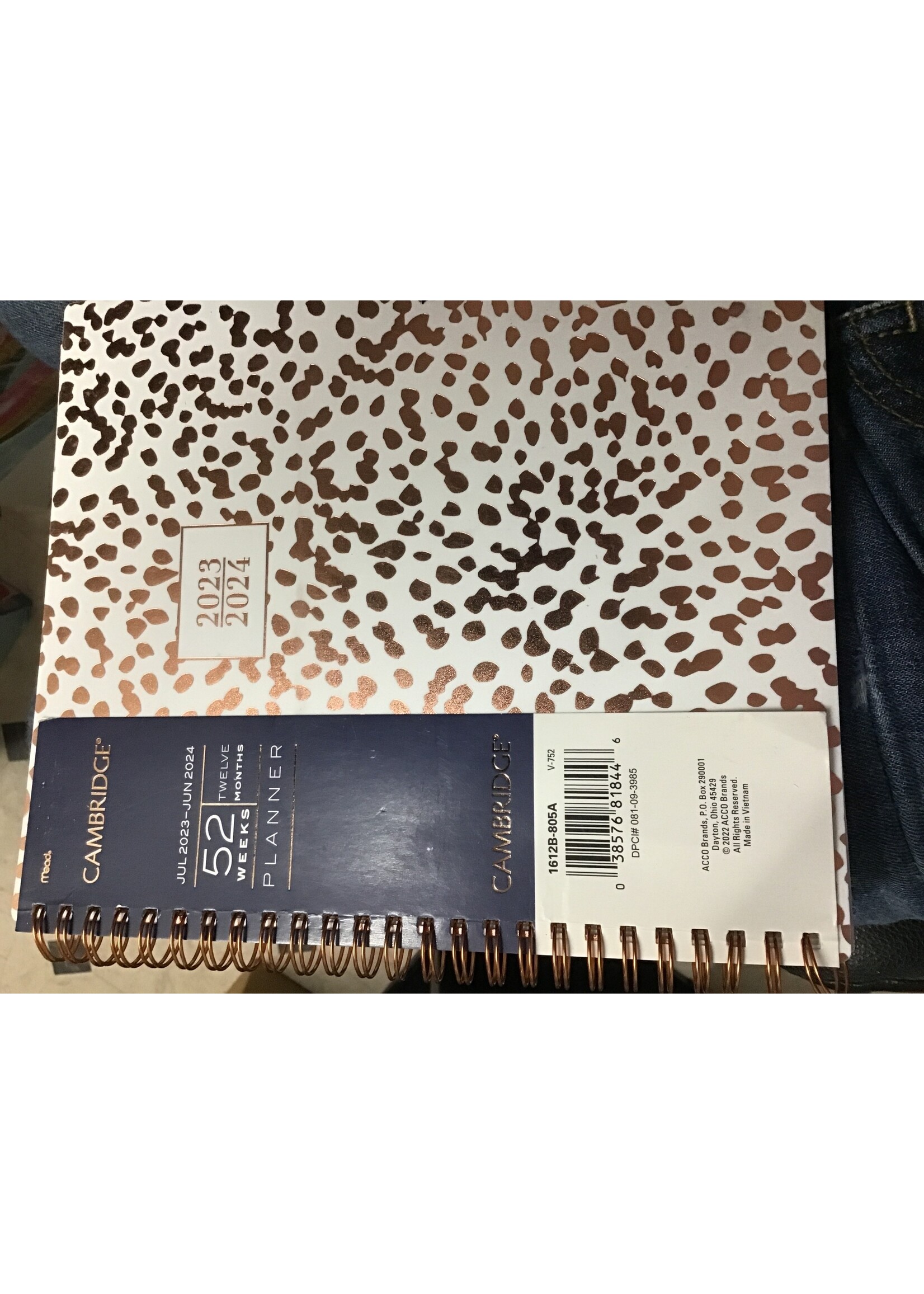Cambridge 2023-24 Academic Planner 8.75 inch x6.875 inch  Weekly/Monthly Sahara White/Rose Gold