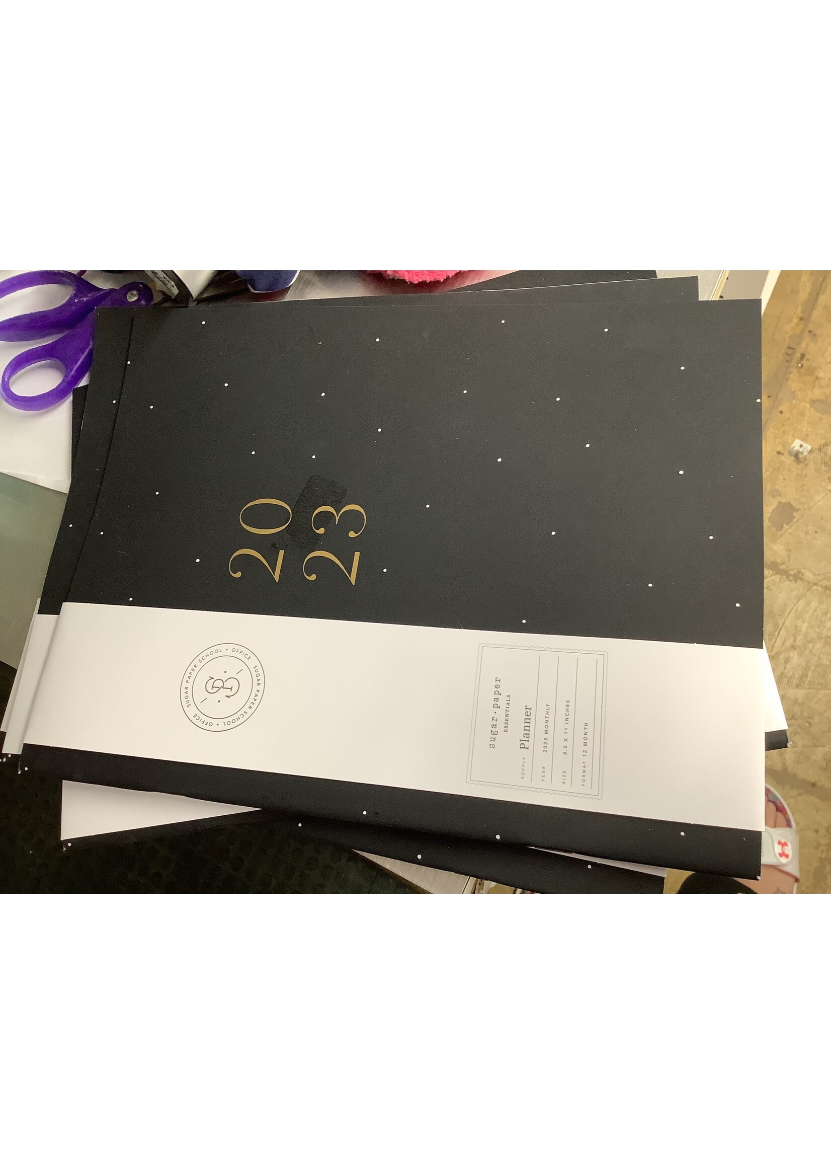 2023 Planner Monthly 11 inch x8.5 inch  Black with White Dot - Sugar Paper Essentials