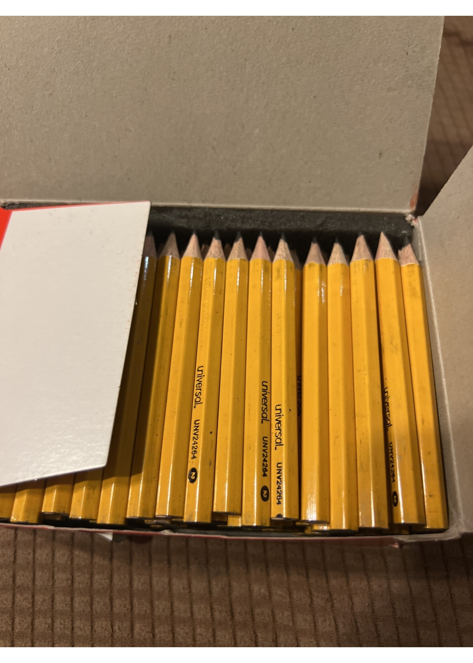 Open box-Universal 144pk #2 Golf & Pew Pencil Yellow Barrel
