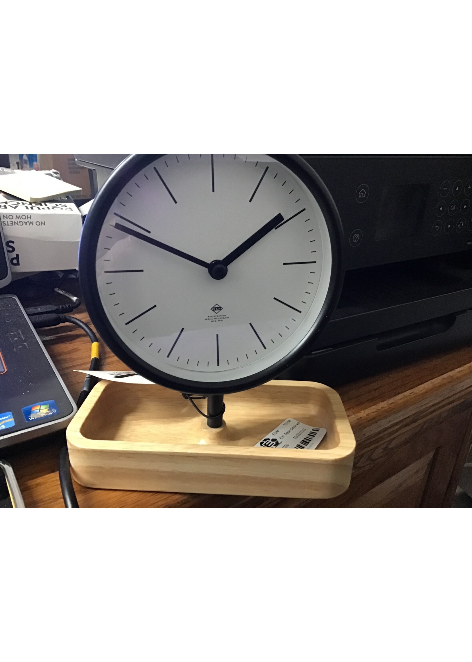 6.5 Desk Clock with Wood Tray - Threshold™