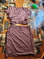 Small Women's Acelitt Brown Skirt & Shirt Set