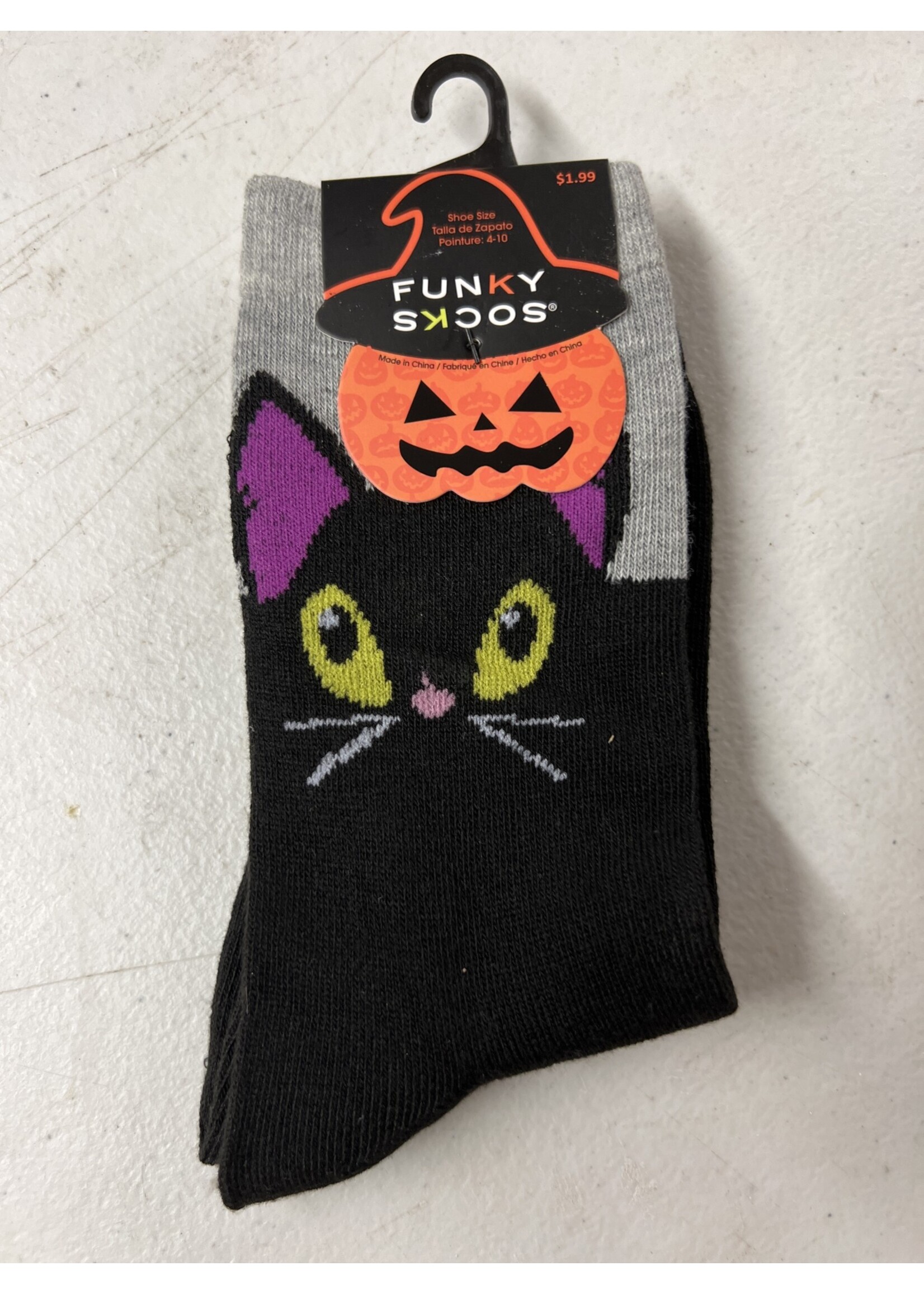 Funky Socks 4-10 Black Cat