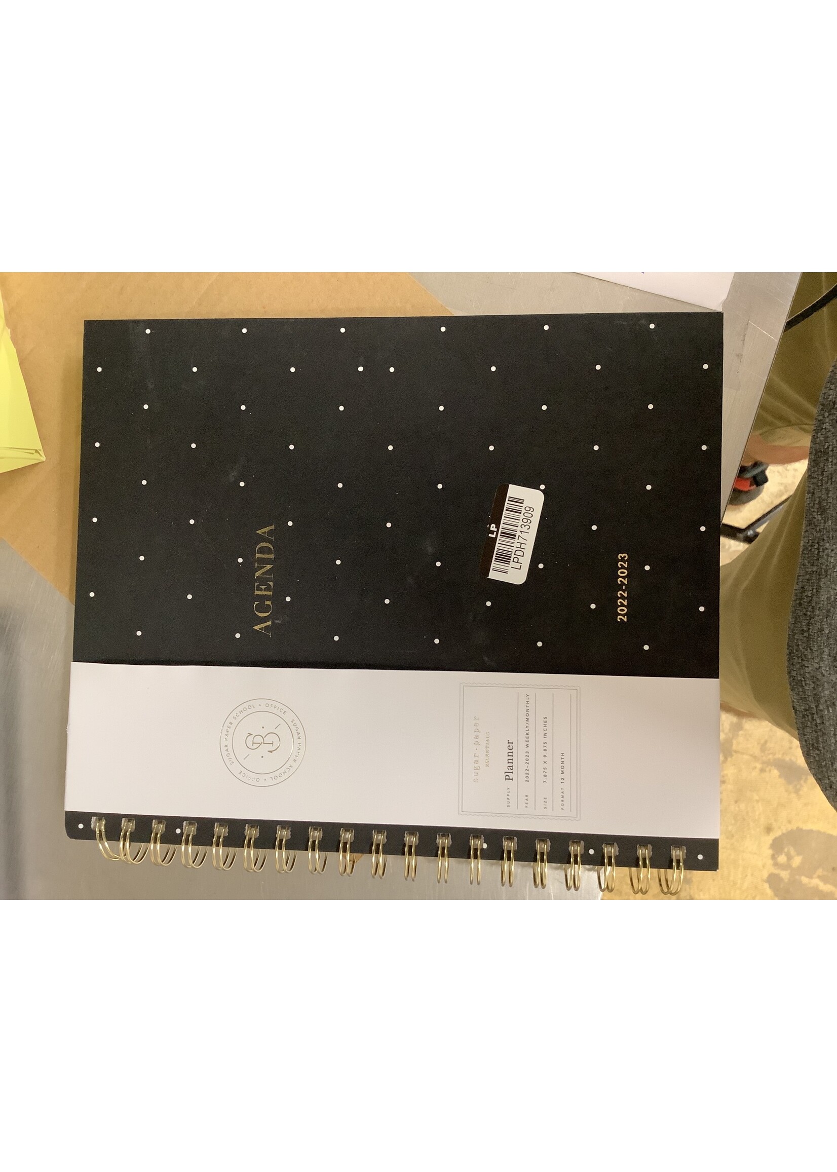 2022-23 Academic Planner Weekly/Monthly Hardcover 9.875 inch x7.875 inch  Black w/White Dot - Sugar Paper