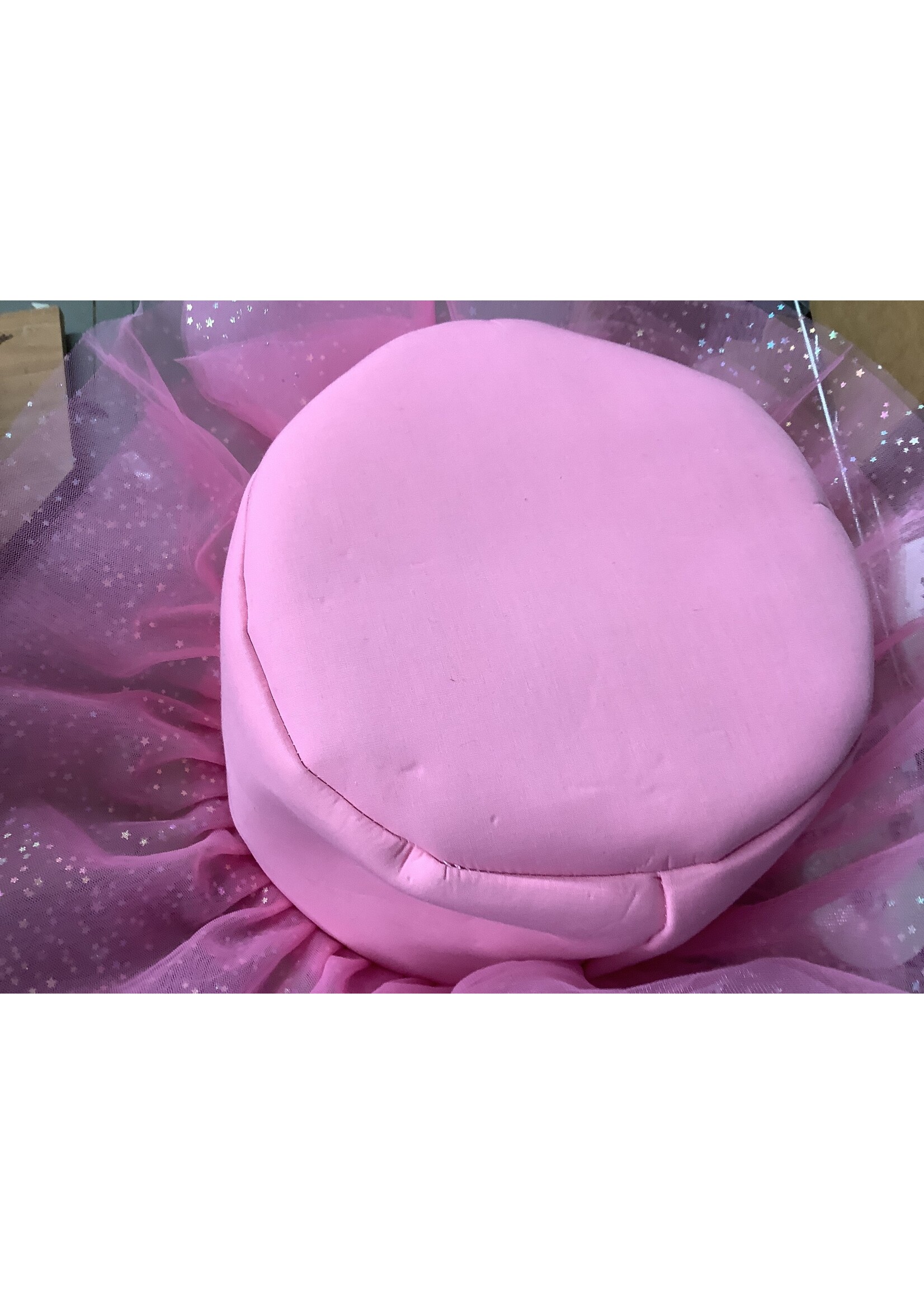 *Minor Damage Round Canvas Decorative Tutu Easter Basket Pink - Spritz