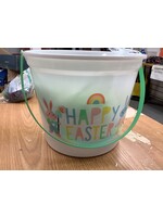 7.87"x12" Round Pre-Filled 'Happy Easter' Decorative Easter Bucket White - Spritz