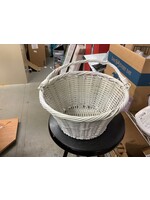 12" Round Plastic Willow Decorative Easter Basket White - Spritz