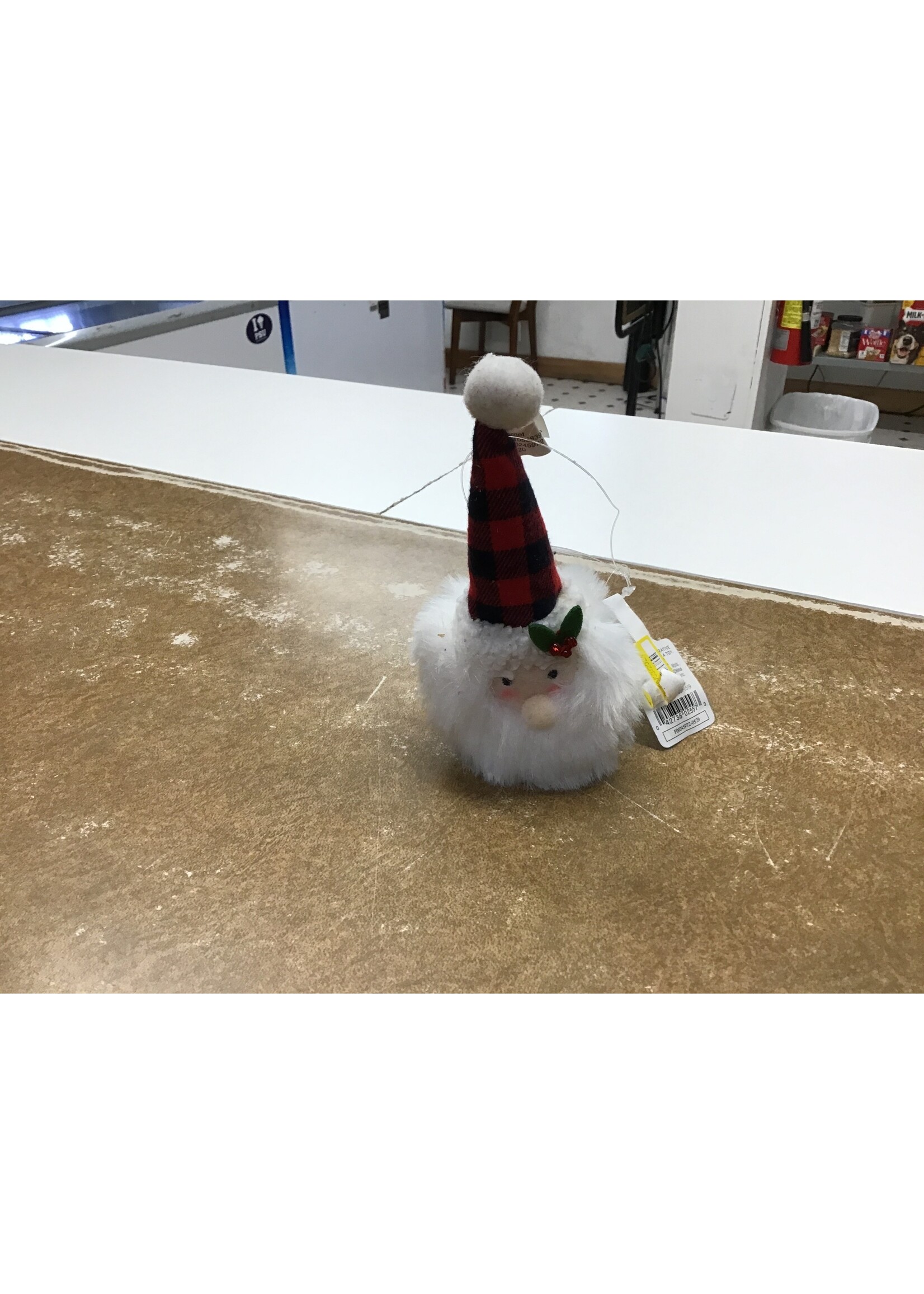 *slightly dirty* Santa Head Gnome Christmas Tree Ornament w/ Red Knit Hat, Light Tone-Wondershop™