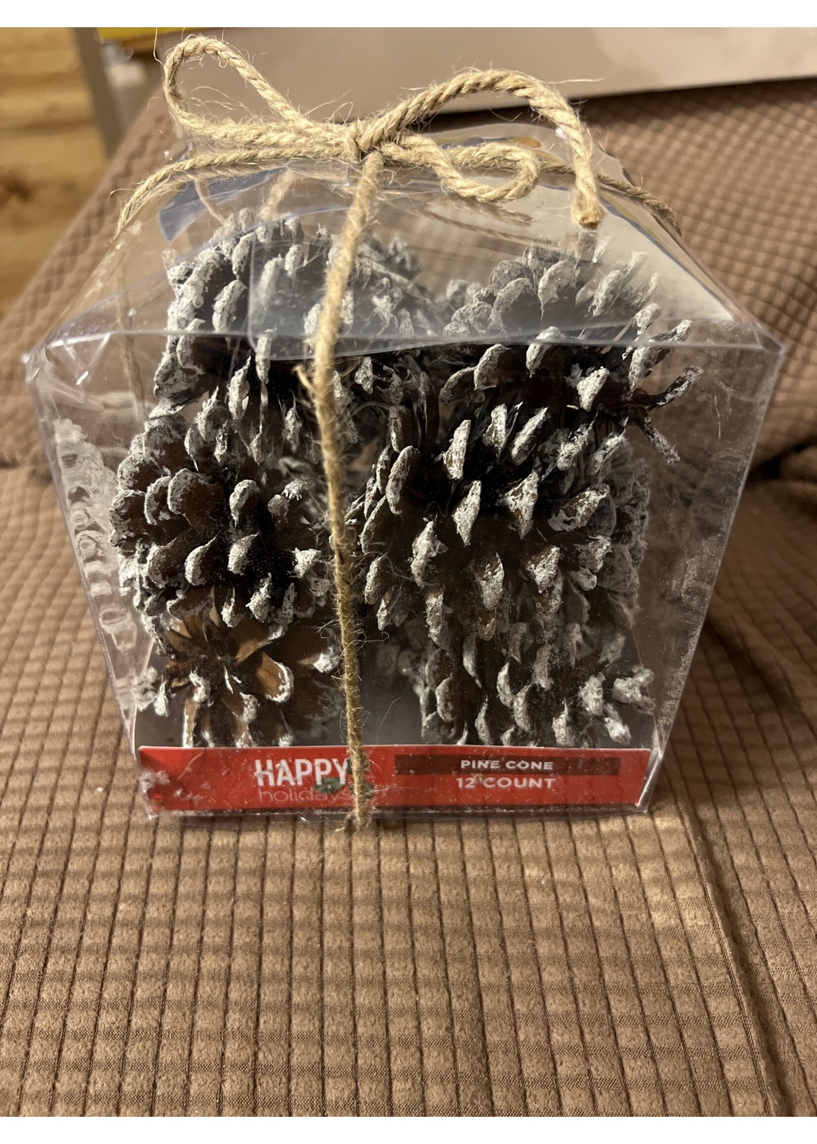 Happy Holidays - Frosted Pine Cones 12ct
