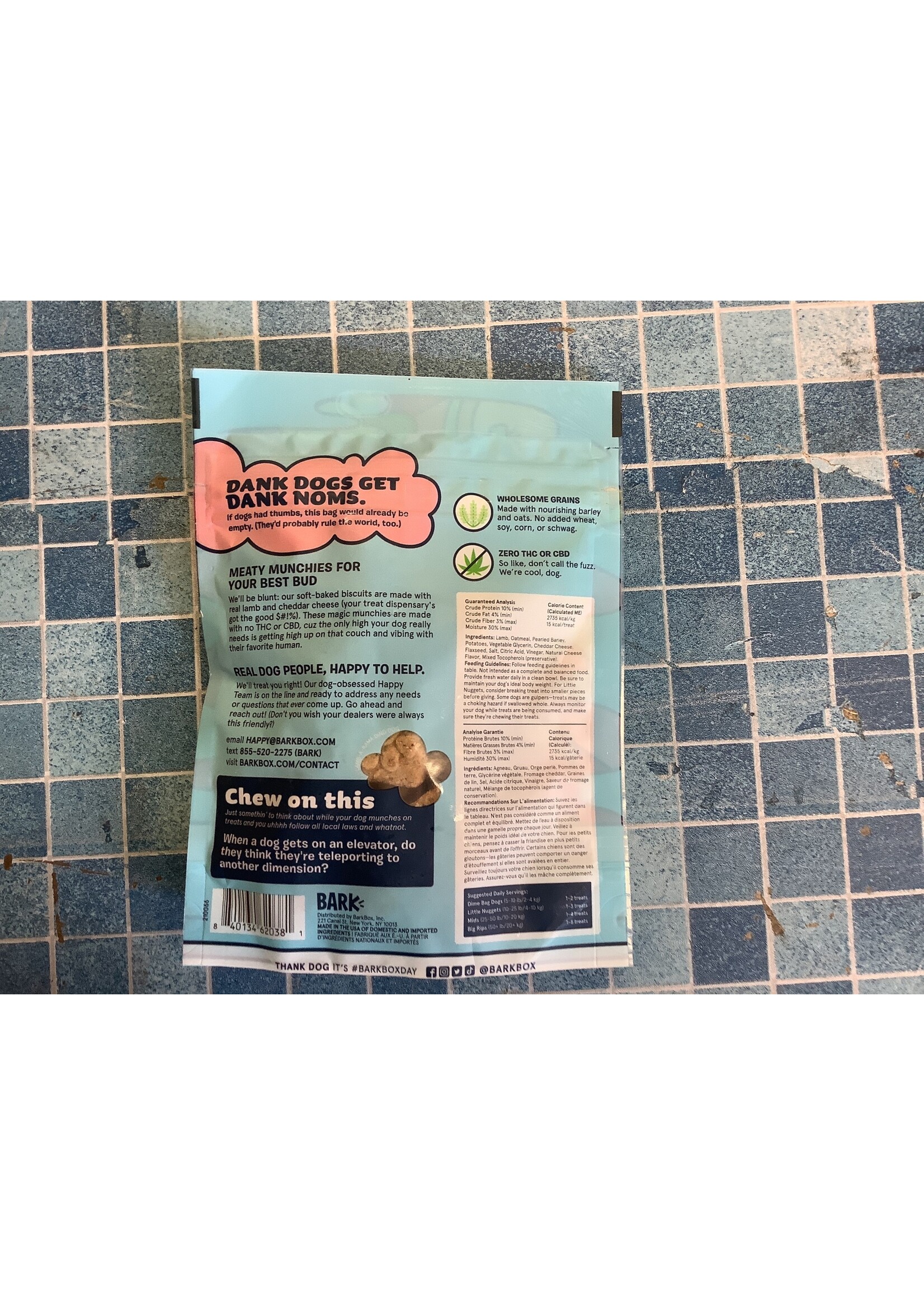 Bark Eats (Bark Box) Dank Noms Lamb Recipe w/ Cheddar Cheese 3 oz. Dog