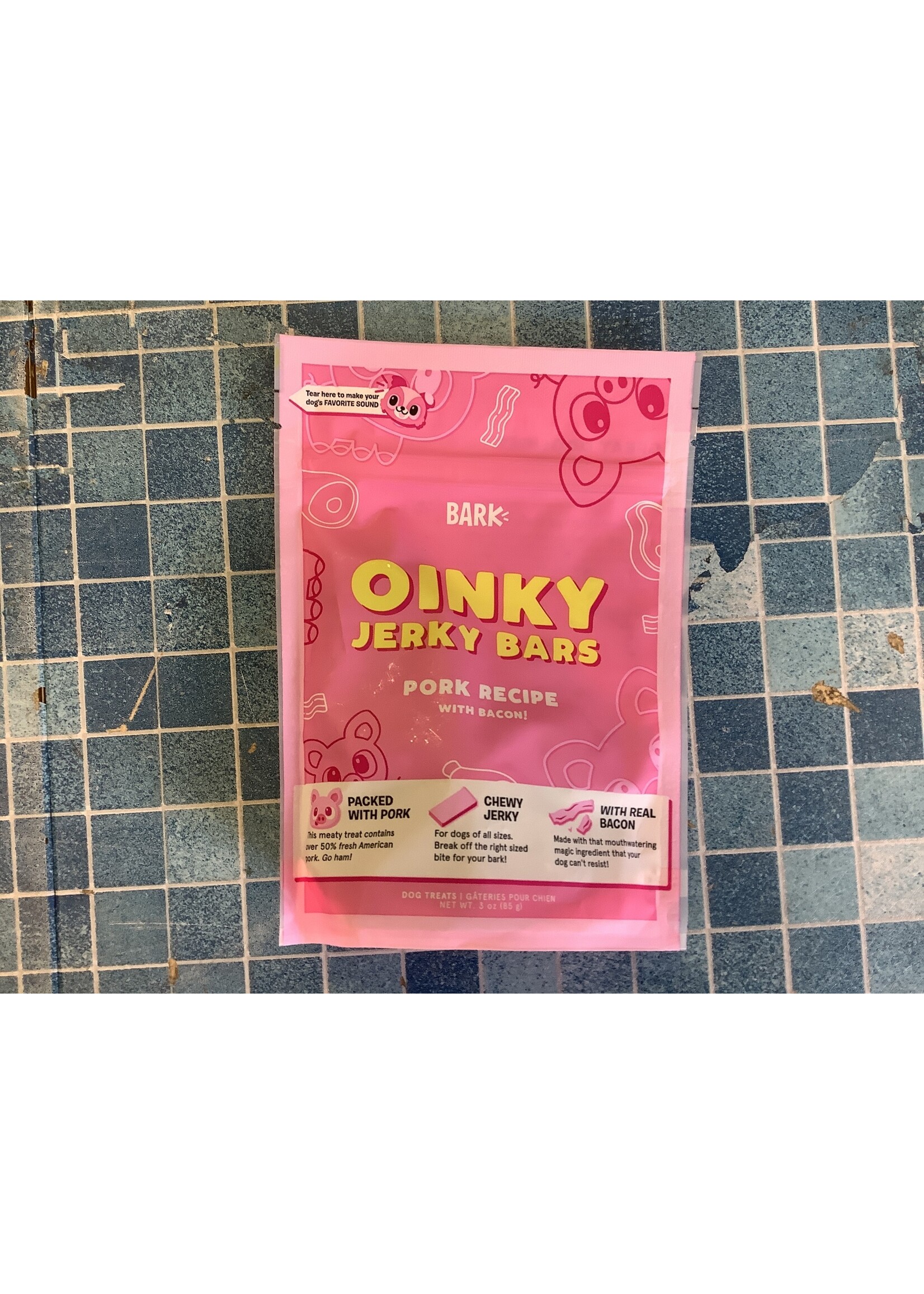 *Expired Bark Eats (Bark Box) Oinky Jerky Bars Pork Recipe w/ Bacon 3 oz. Dog Treats (exp. 5/23)
