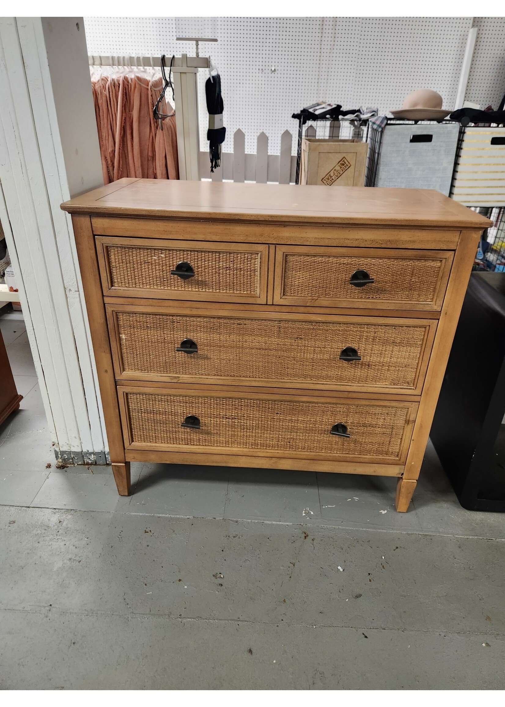 *Slight Imperfections  Marsden Patina Wood Finish 3-Drawer Cane Chest of Drawers (38 in W. X 36 in H. X 18 D