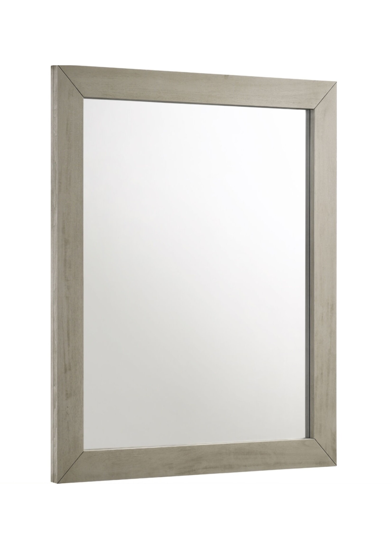 Meridian Furniture Weston-M Weston Collection Industrial Mid Century Design Rectangular Shaped Mirror with Grey Stone Wood Finish, 41" W x 1" D x 35" H