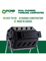 FCMP Outdoor IM4000 37 Gallon 8 Sided Plastic Dual Chamber Tumbling Composter Outdoor Elevated Rotating Garden Compost Bin, Black