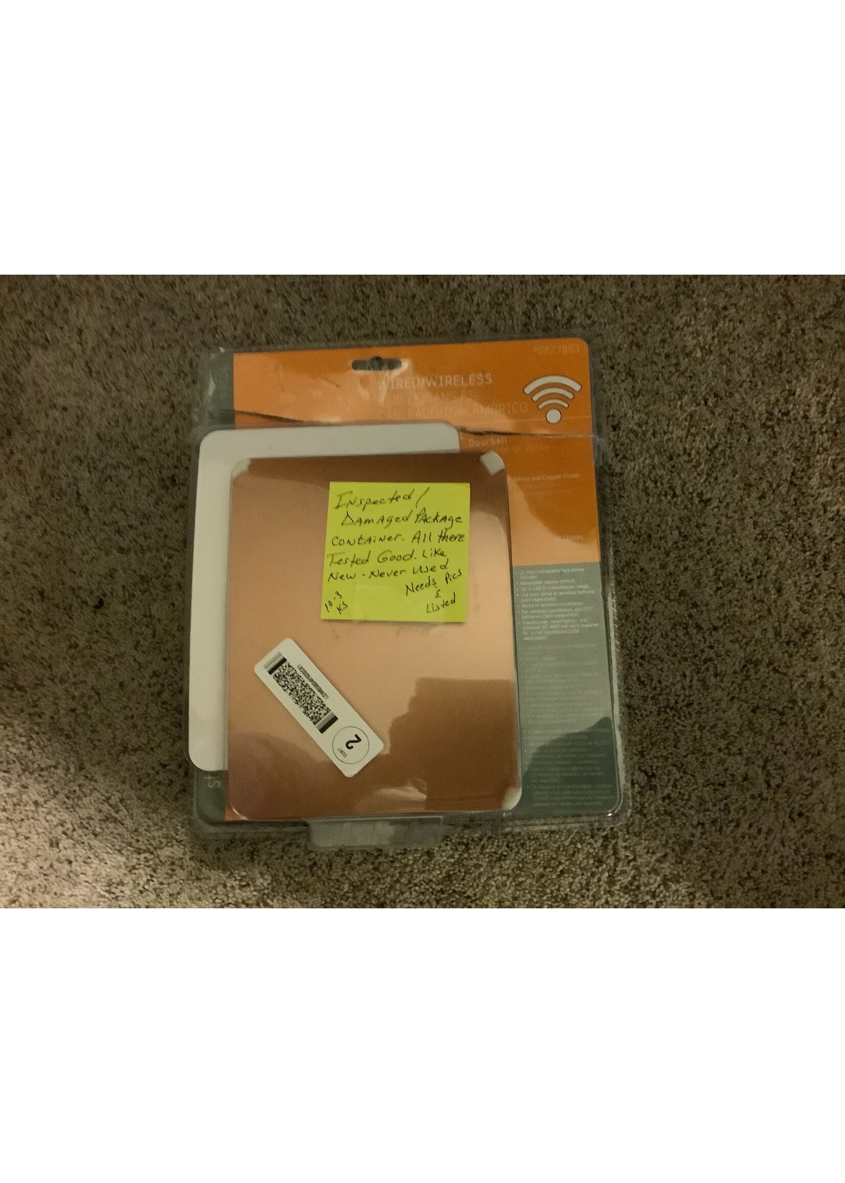 Style Selections Wired/Wireless Doorbell (open pkg) tested good