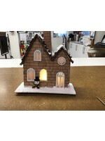 *Missing 2 feet and window pane and slightly damaged* Light up Winter House With Snowman