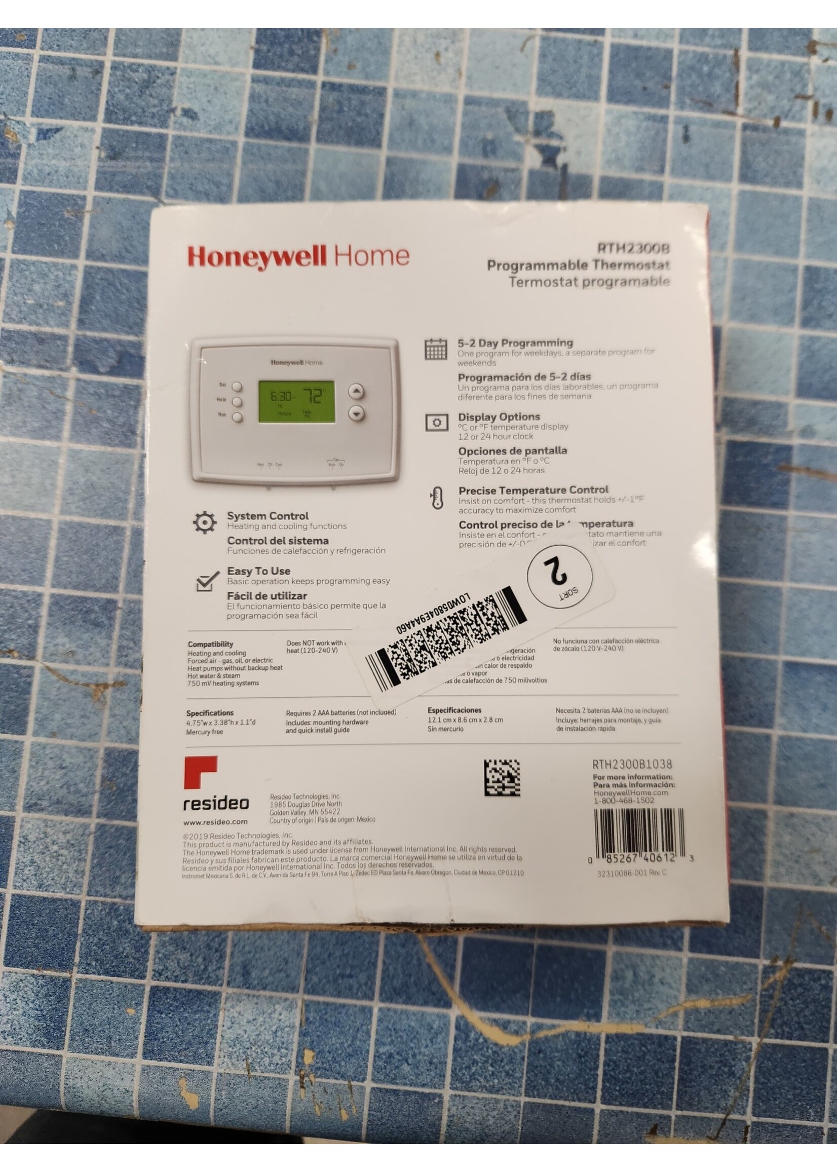 Honeywell RTH2300B 5-2 Day Programmable Thermostat