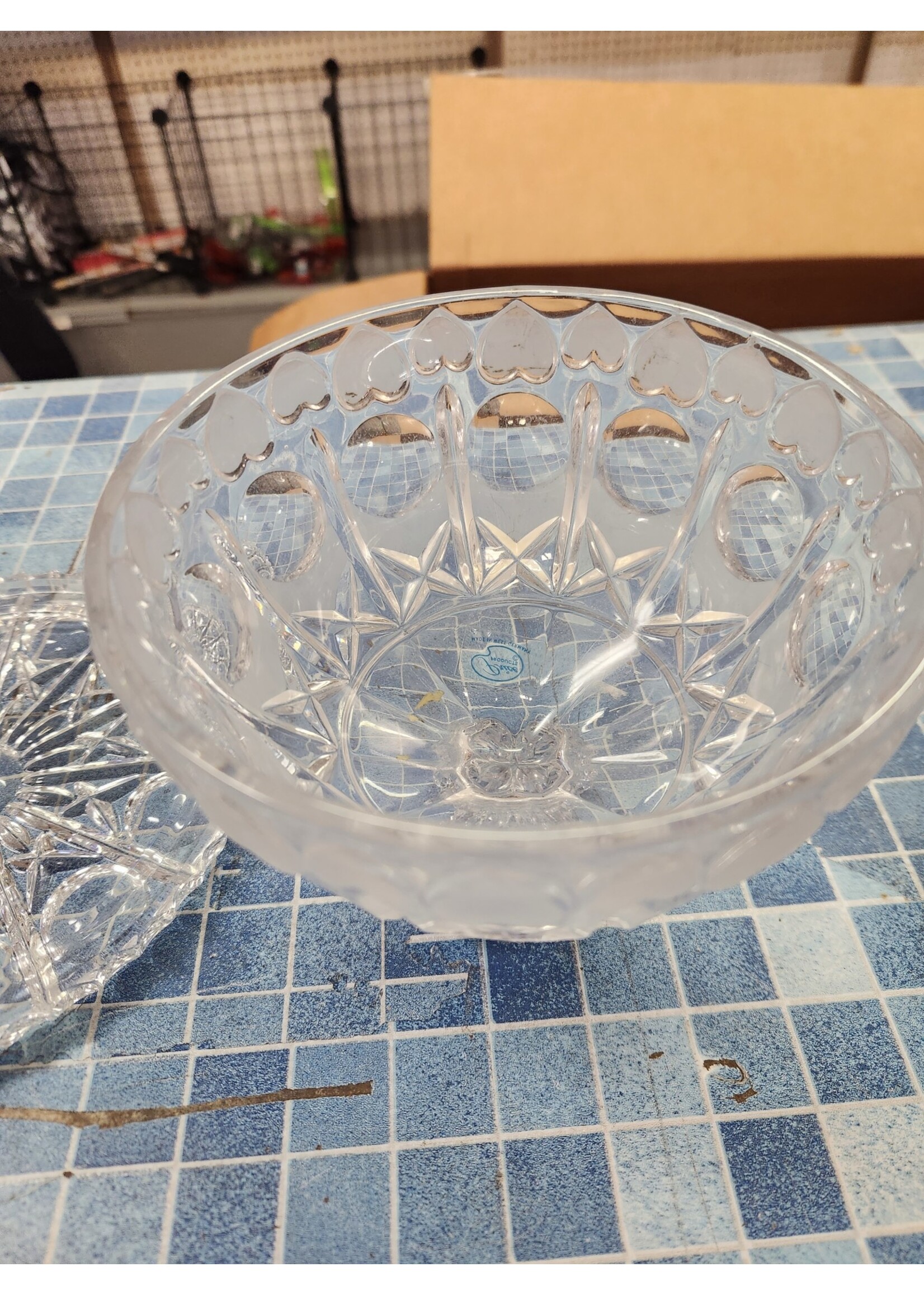 Price Products Byrdes Pattern Cheese Plate & Dome 24% Lead Crystal West Germany