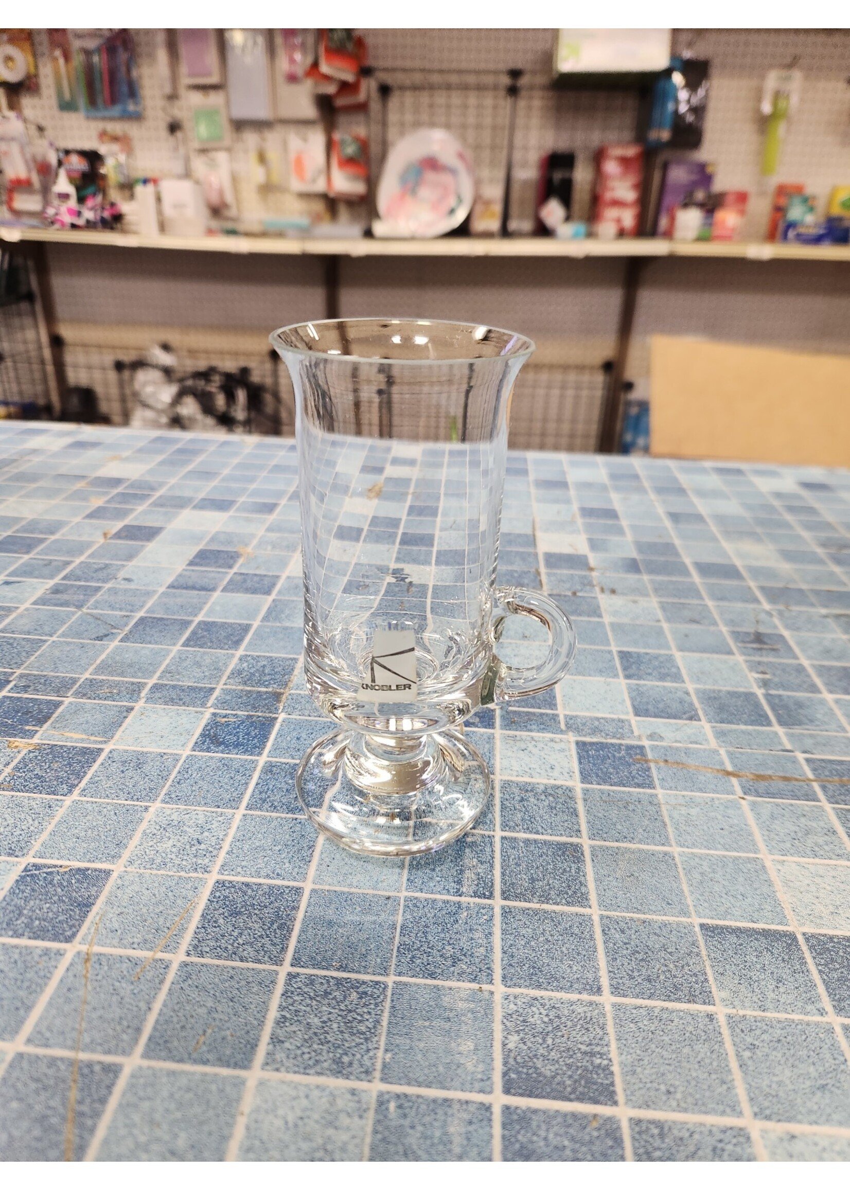 5.5x2.5 Alfred E Knobler Handled Irish Coffee Mug Cup Clear Glass Romania