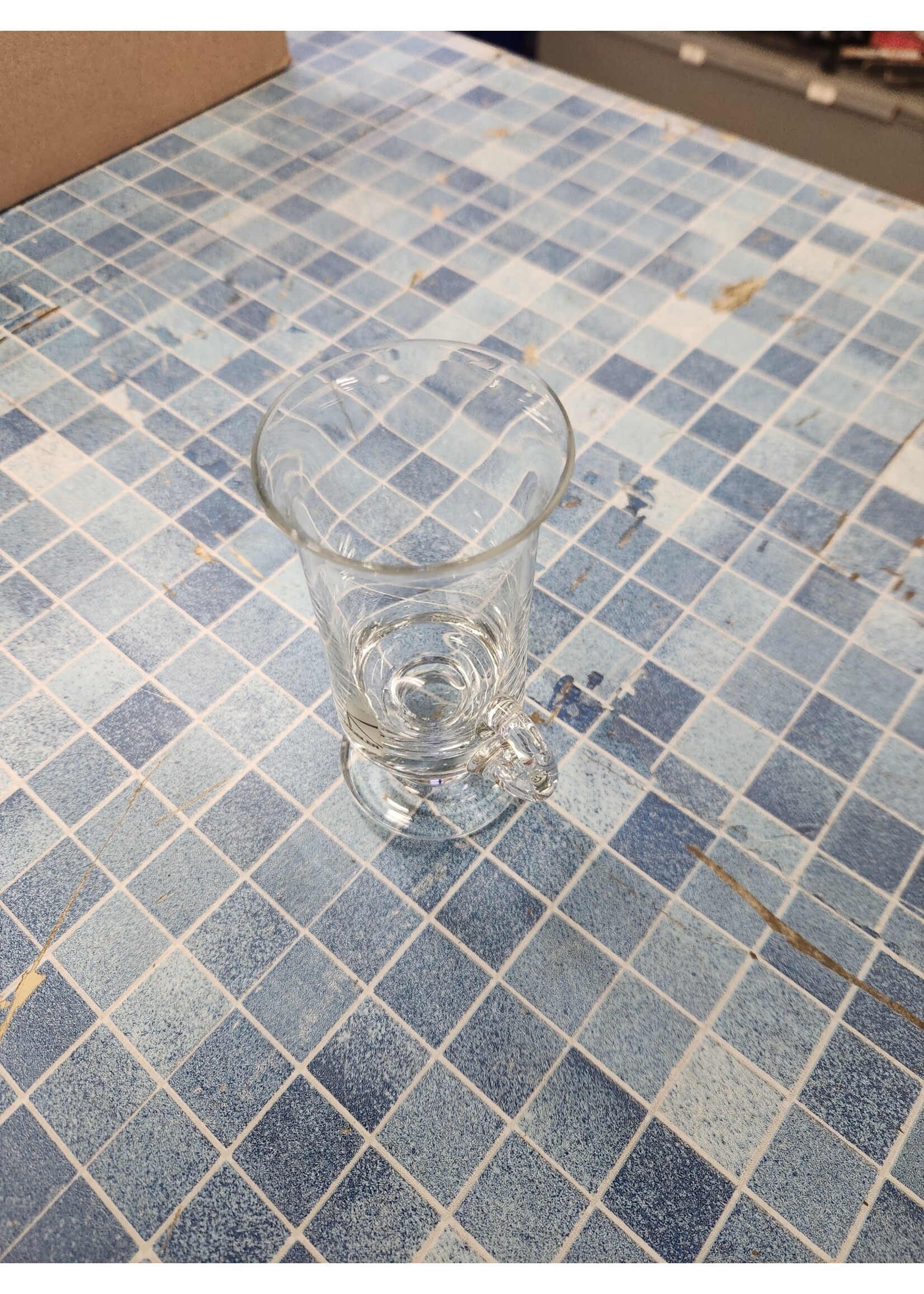 5.5x2.5 Alfred E Knobler Handled Irish Coffee Mug Cup Clear Glass Romania