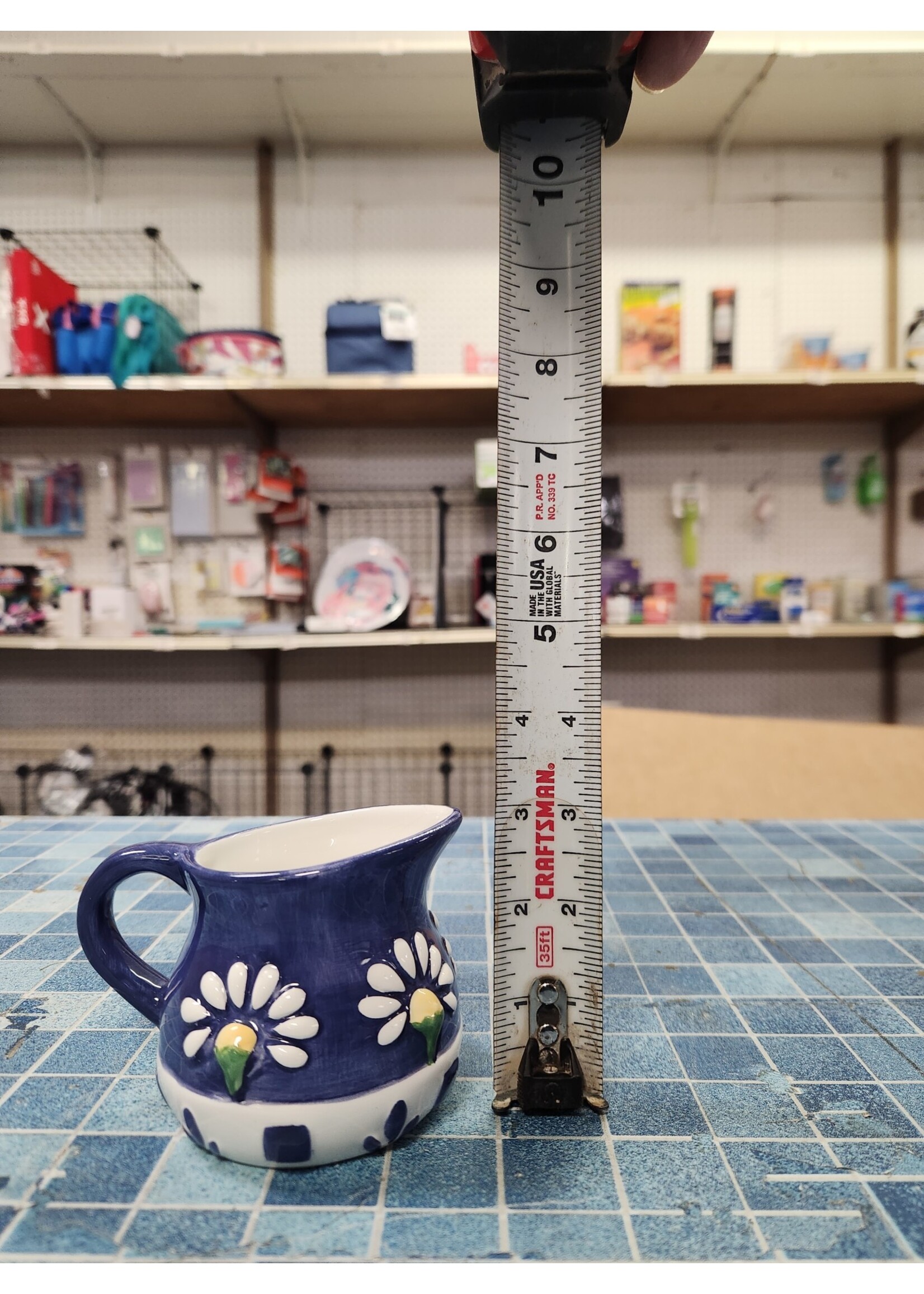 *Small Chip Oneida China Spring Daisy Creamer Blue/White
