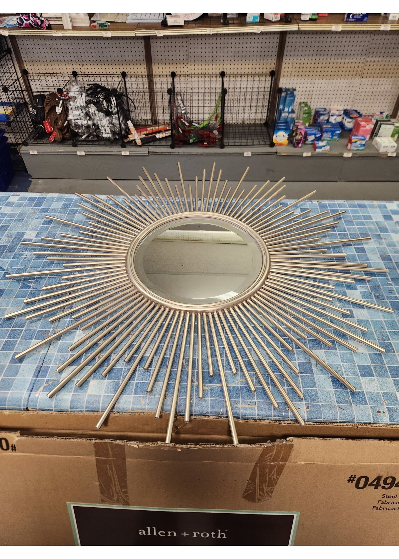 allen + roth Round Champagne Wall Mirror Sunburst 34x34