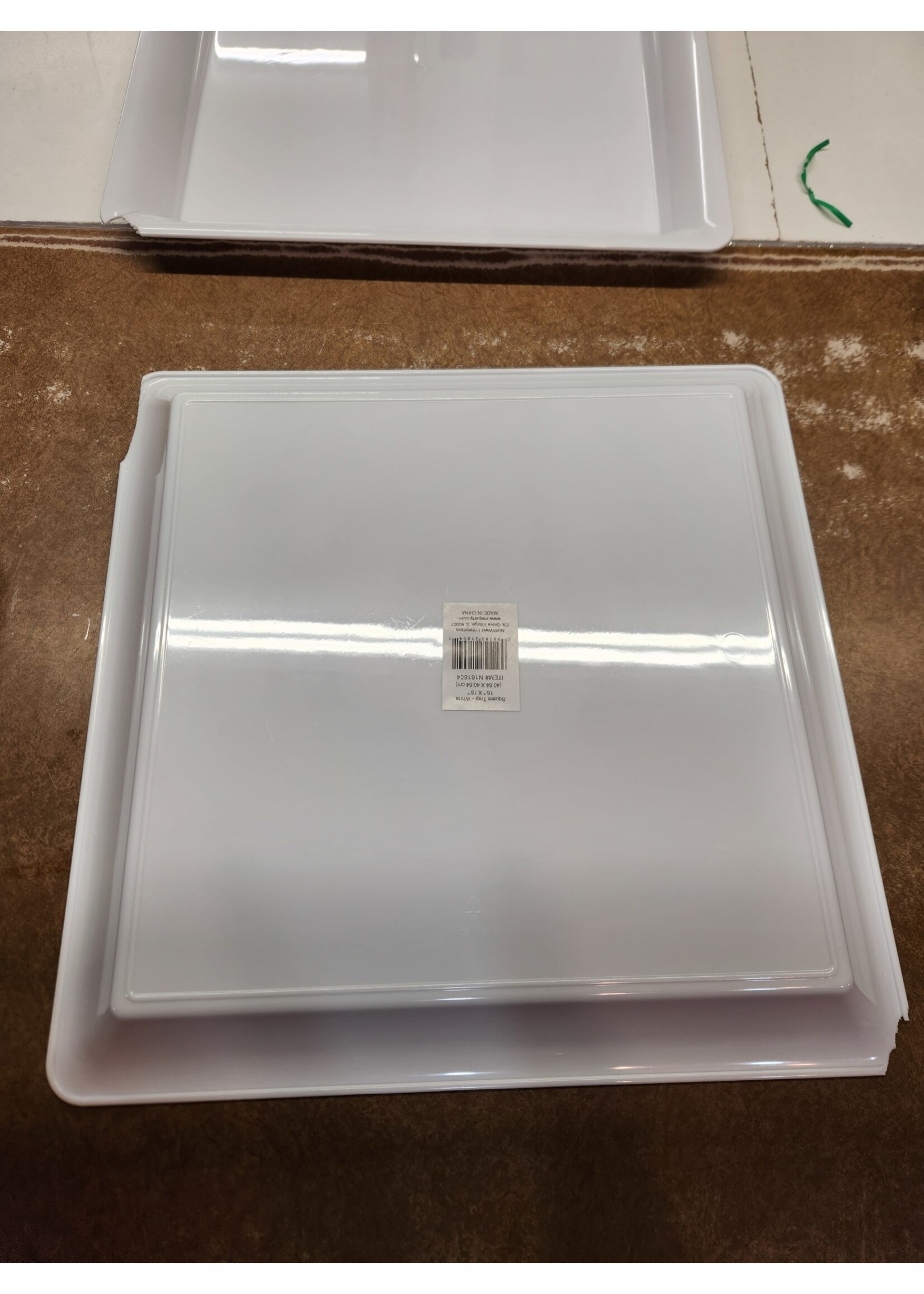 *Cracked Corners Party Essentials 16" X 16" Heavy Duty Square Tray - White
