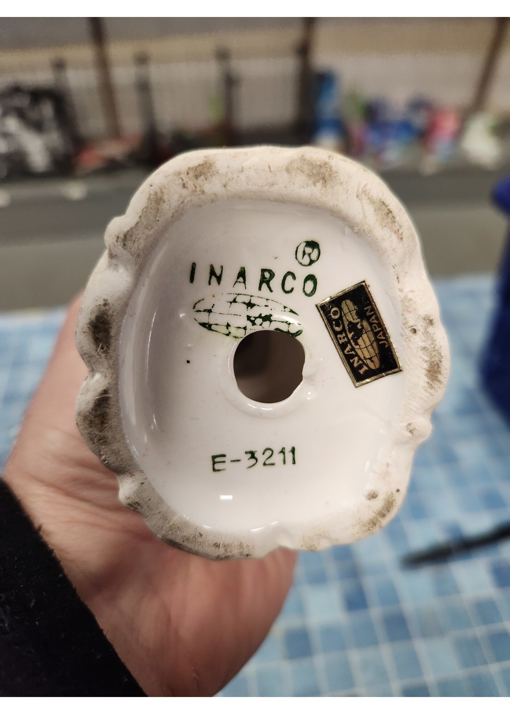*Distressed Lines in Shell, no Issues Inarco Vase With Cherub Angel E 3211 Japan Vintage Trinket Dish Planter Ceramic