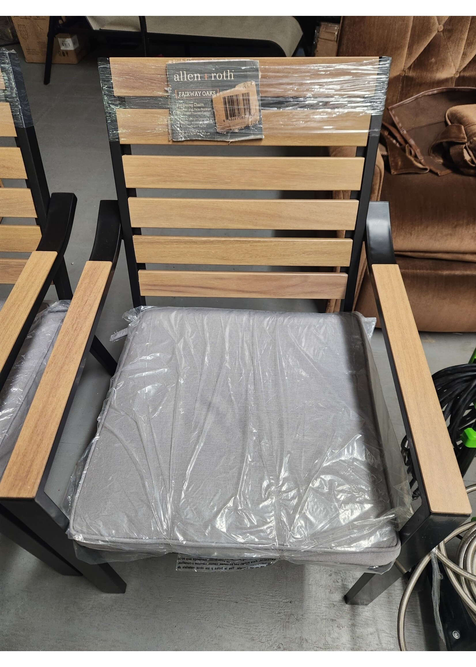 allen + roth Fairway Oaks Set of 2 Black Steel Frame Stationary Dining Chair(s) with Gray Cushioned Seat