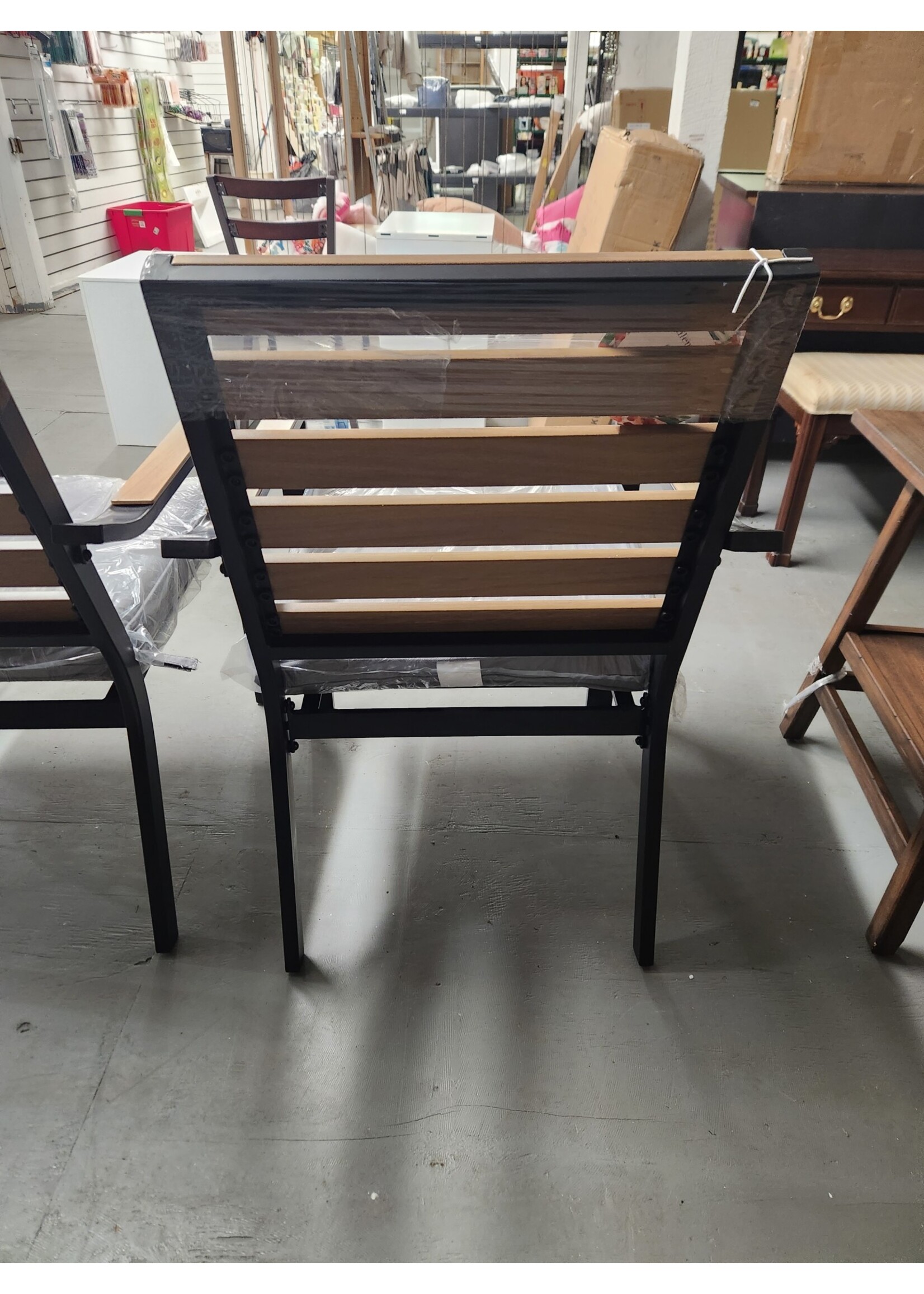 allen + roth Fairway Oaks Set of 2 Black Steel Frame Stationary Dining Chair(s) with Gray Cushioned Seat