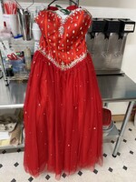 Red Sleeveless Dress with gems- no tags- appears to be size 16