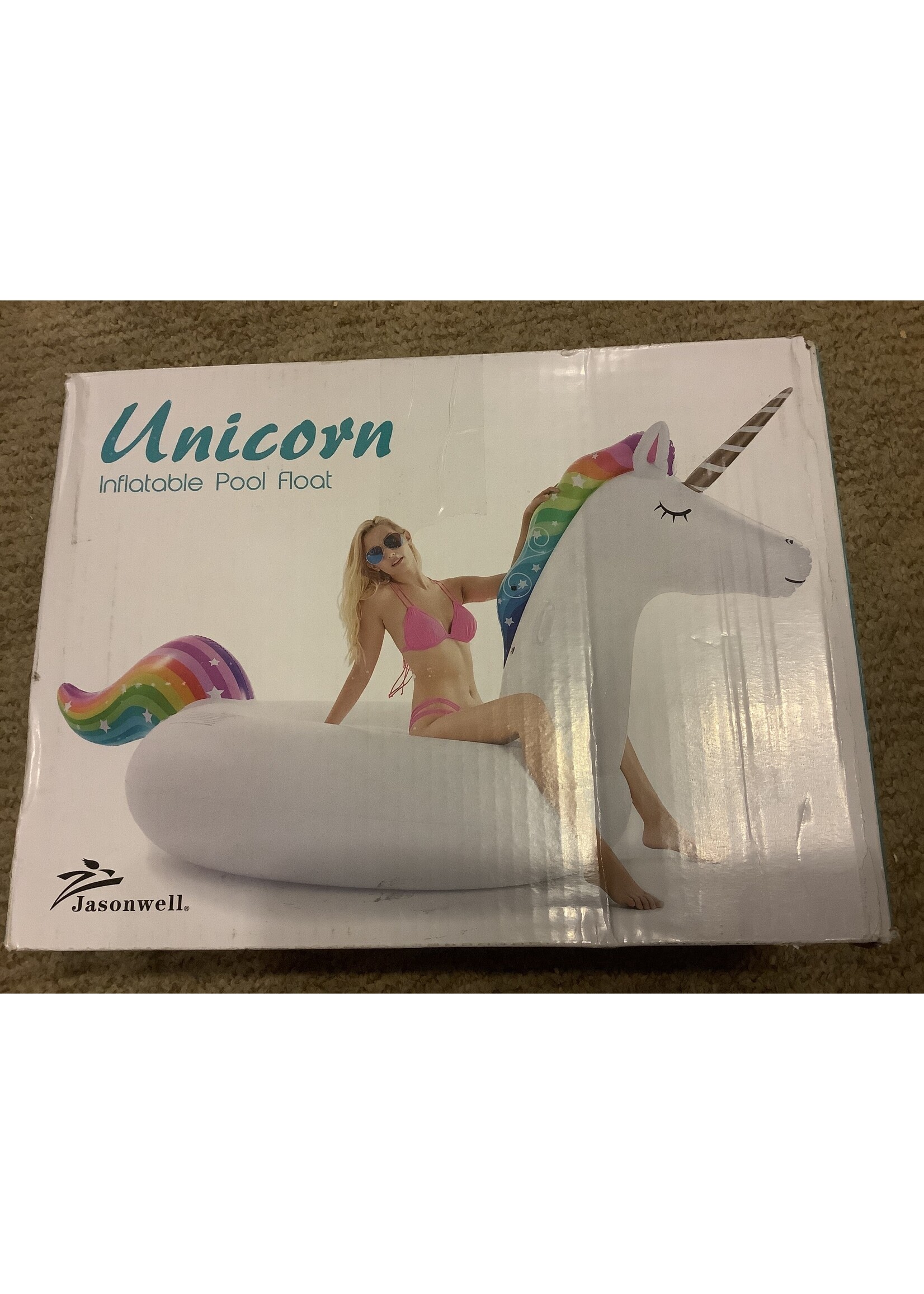 Open box- Unicorn Inflatable Pool Float- Jasonwell