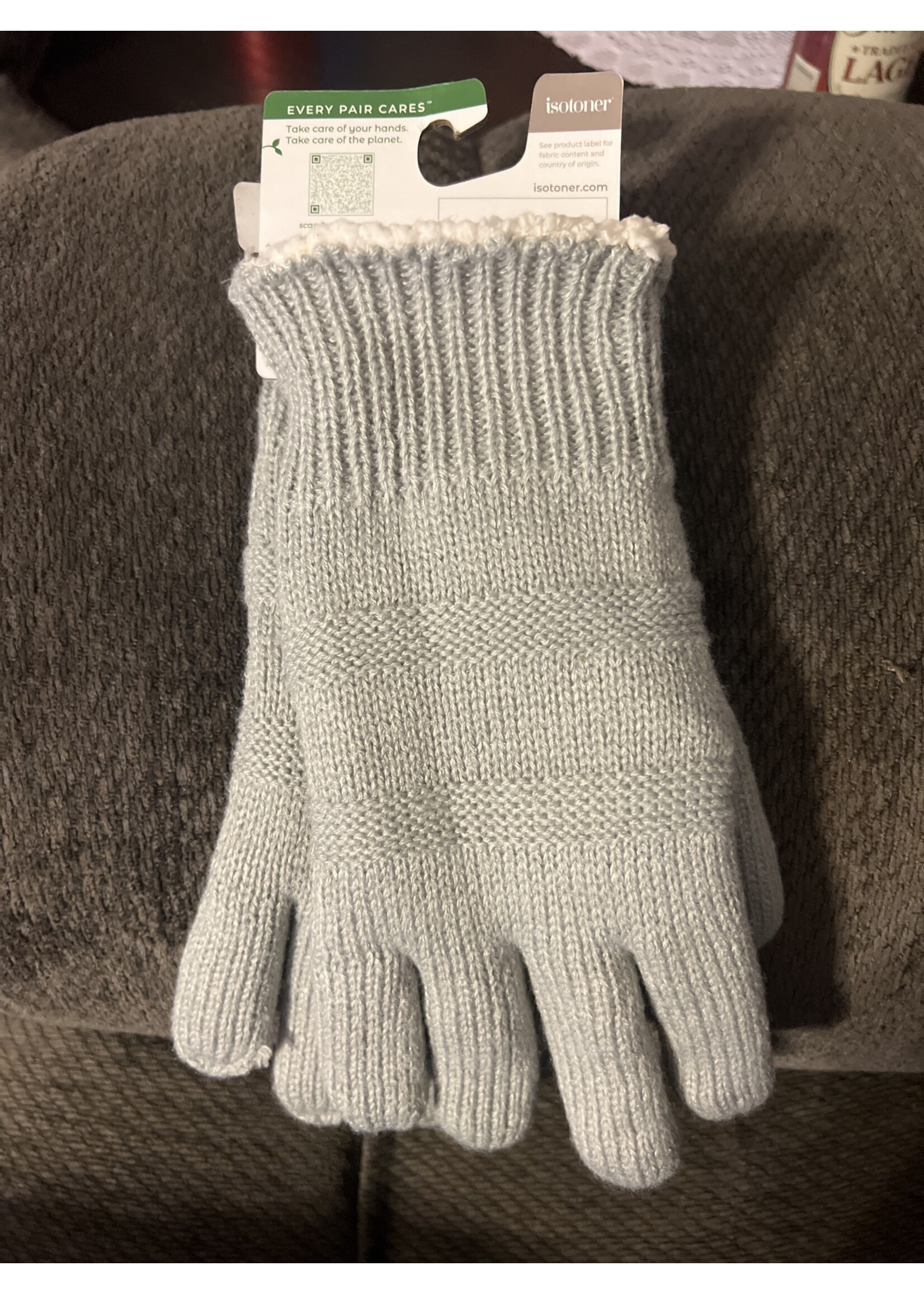 Isotoner Adult Women’s Smartdri Knit Gloves - Light Gray