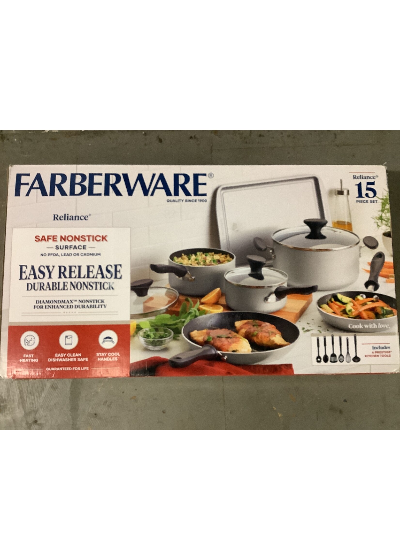 Farberware Reliance 15pc Aluminum Nonstick Cookware Set with Prestige Tools Silver