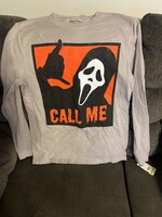Men's Scream Call Me Long Sleeve Graphic T-Shirt - White S - Halloween
