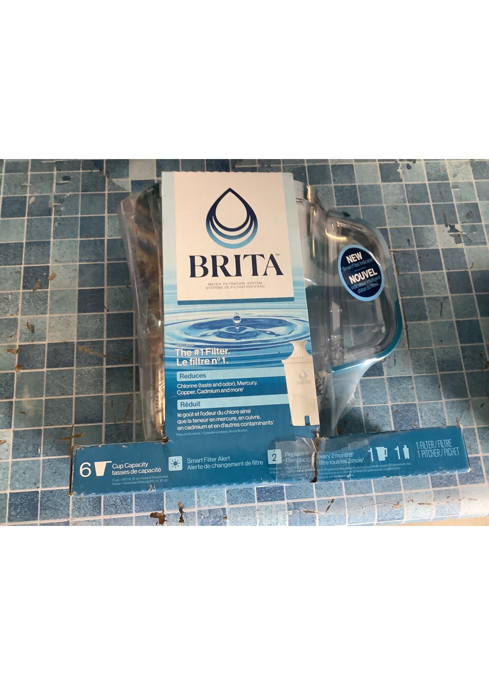 Brita Water Filter 6-Cup Denali Water Pitcher Dispenser with Standard Water Filter - Teal