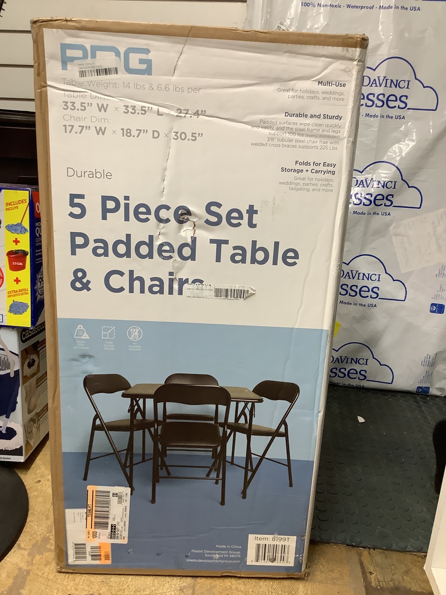 *Some Box Damage 5pc Folding Table Set Black Plastic Dev Group D3