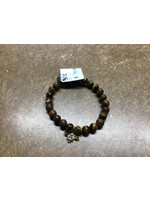 Semi-precious bead stretch bracelet with bee charm