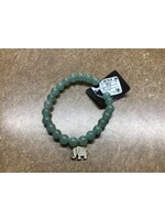 Semi-precious bead stretch bracelet with elephant charm