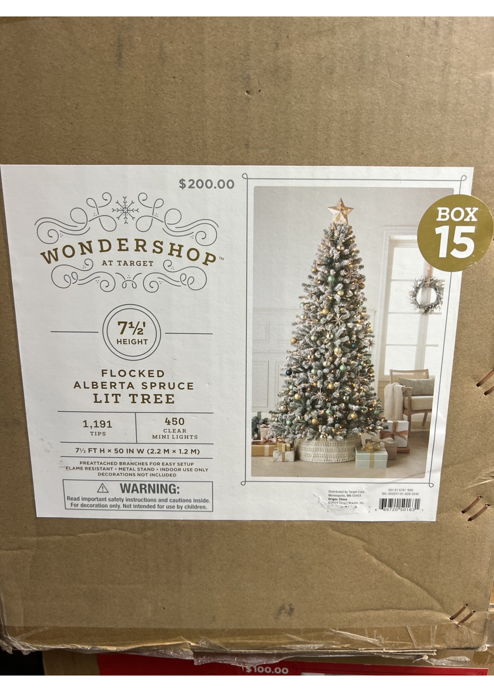7.5' Pre-lit Flocked Full Alberta Spruce Artificial Christmas Tree Clear Lights - Wondershop
