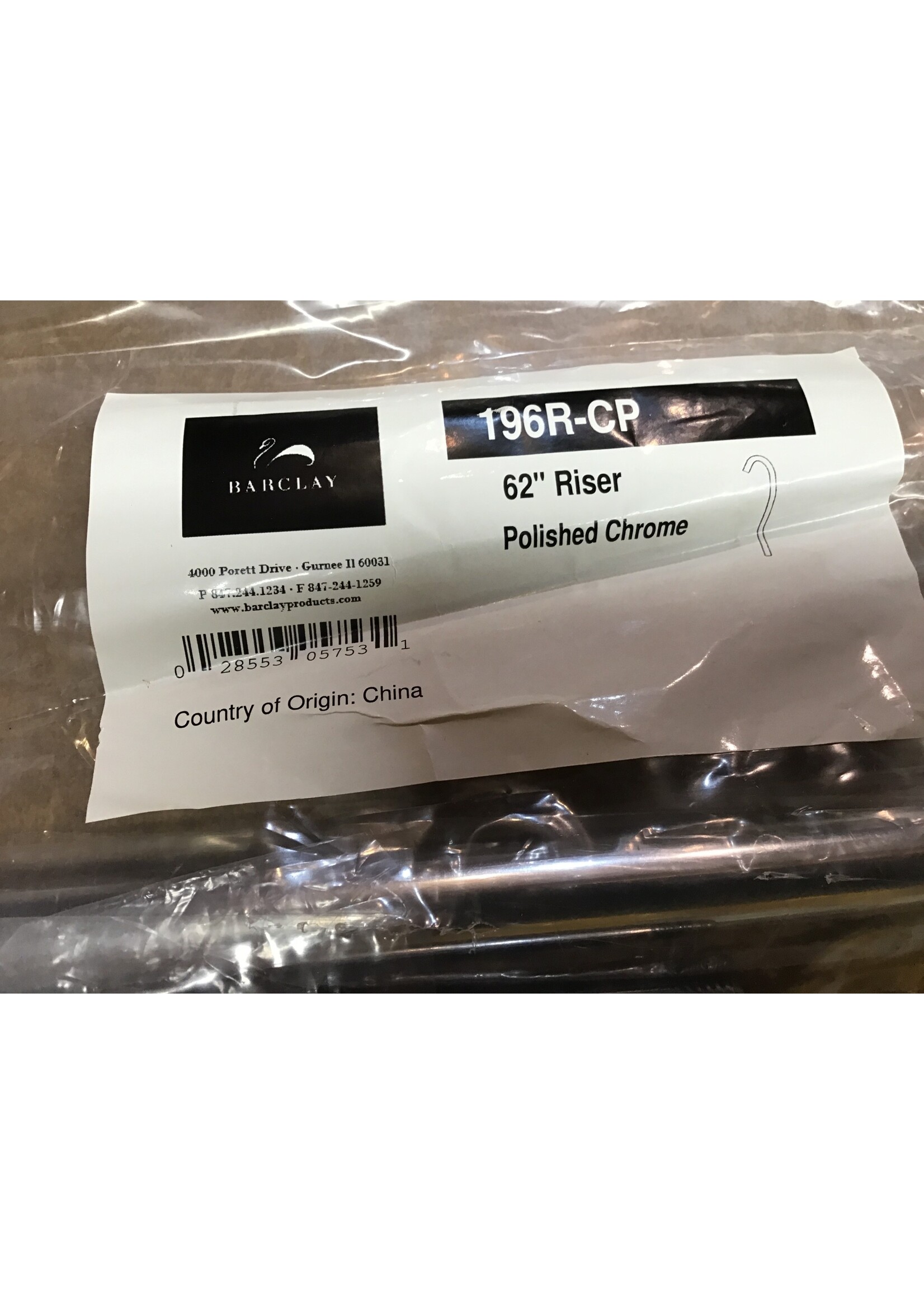 Barclay 62” Shower Riser 196R-CP polished chrome
