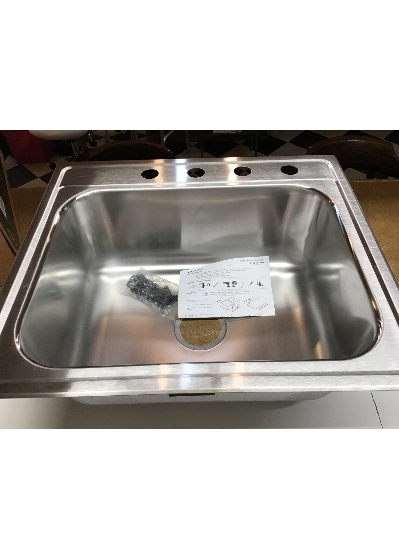 ELKAY Pergola 25” Drop in Single Bowl 20 gauge stainless steel Kitchen Sink