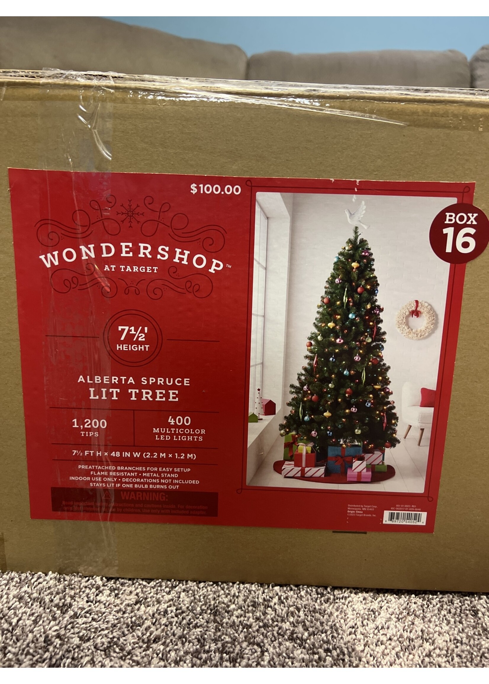 Open box- 7.5' Pre-lit LED Alberta Spruce Artificial Christmas Tree Multicolor Lights - Wondershop