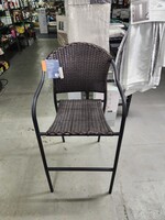 *Repaired Wicker 29" Seat Height Garden Treasures Pelham bay Wicker Stackable Matte Black Steel Frame Stationary Bar Stool Chair with Woven Seat 300lb
