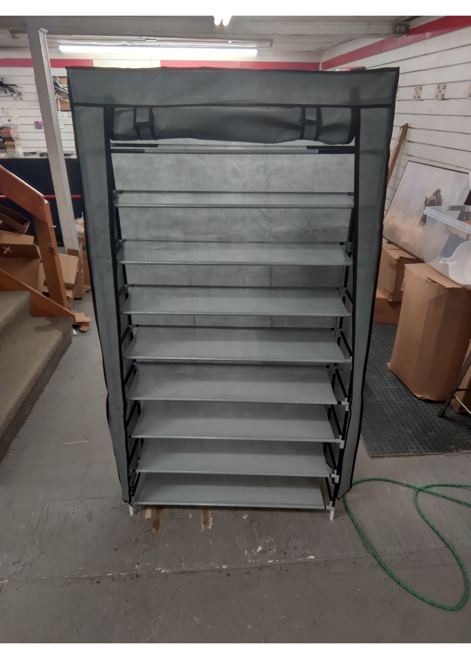 64x34x11 9-Tier Tall Shoe Rack with Dustproof Cover Shoe Shelf Storage Organizer Stand