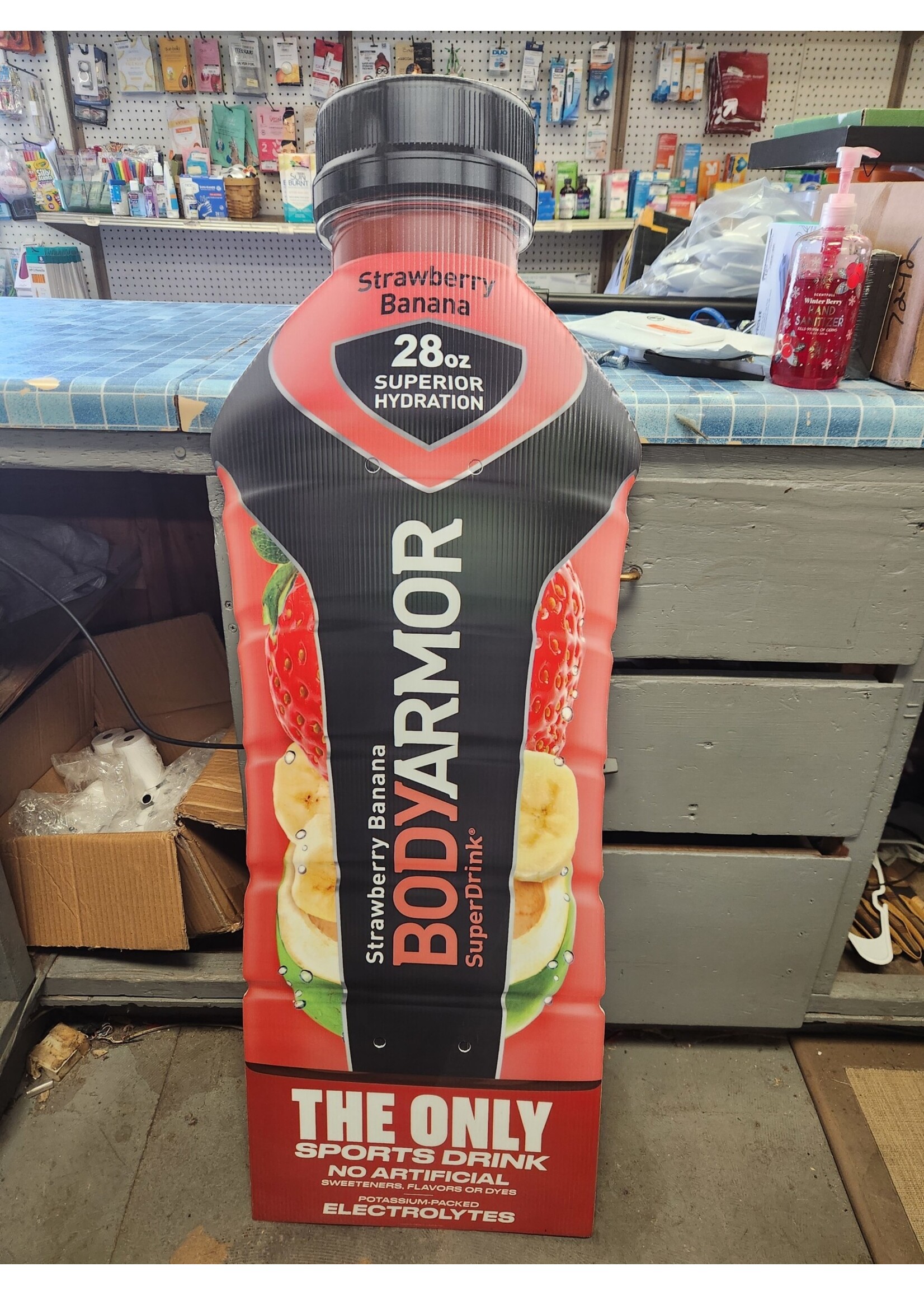 44x14.5 Body Armor Strawberry Banana SuperDrink Sign Advertising