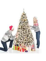 Costway Prelit 7.5ft Christmas Tree Flocked Xmas Snowy Tree 450 LED Lights