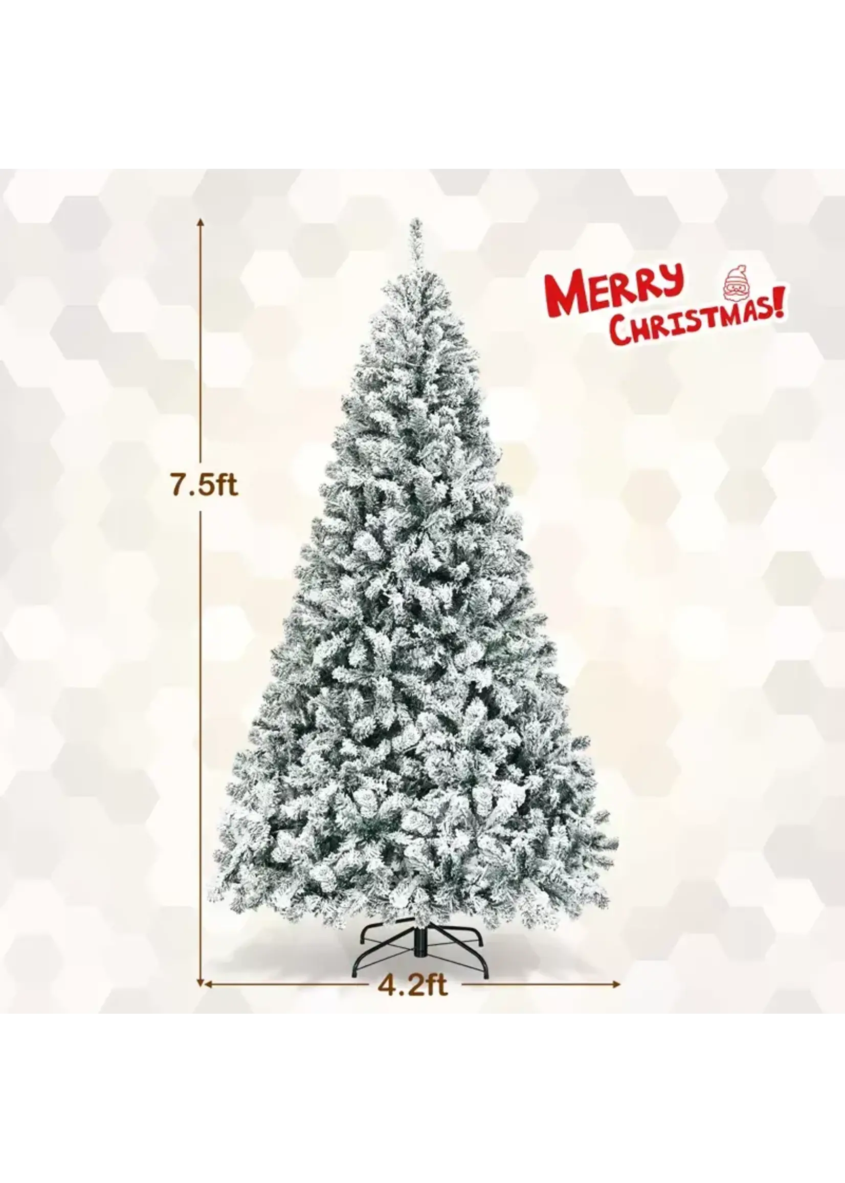 Costway Prelit 7.5ft Christmas Tree Flocked Xmas Snowy Tree 450 LED Lights